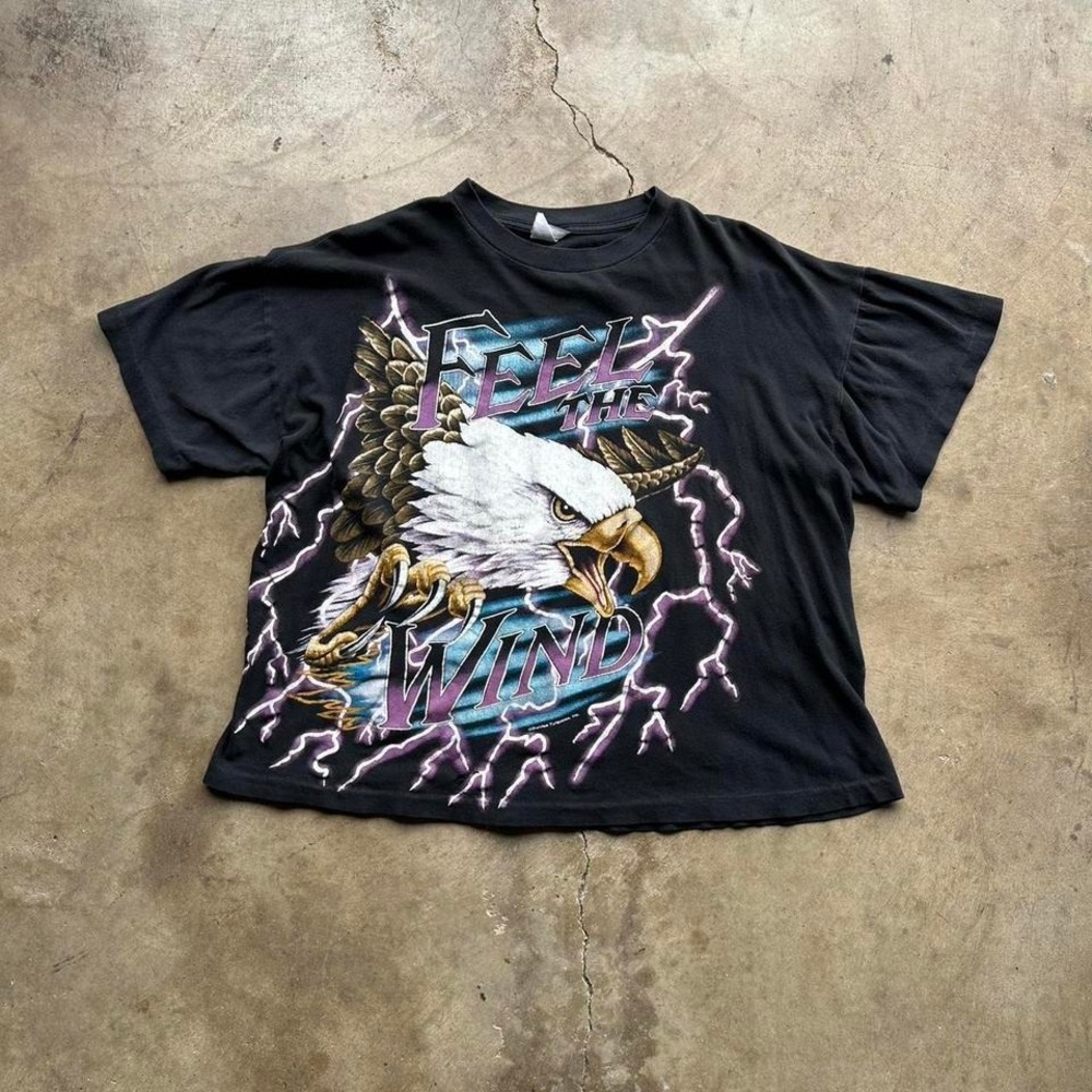 Vintage‎ 90s American thunder "feel the wind" eagle aop t shirt